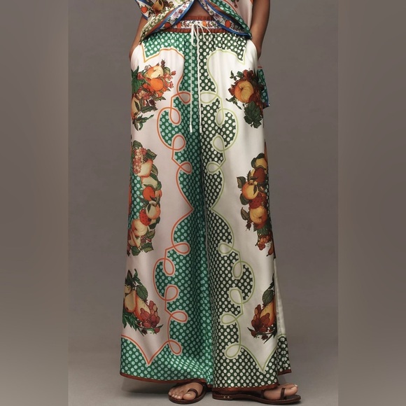 NWT ALÉMAIS Lemonis Silk Wide-Leg Pants